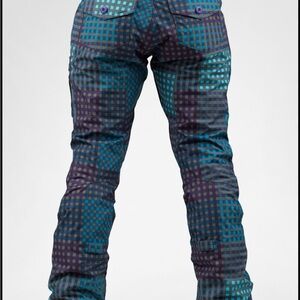WOMENS BURTON SKI SNOWBOARD PANTS BLUE AND PURPLE PLAID CHECKER SIZE XS